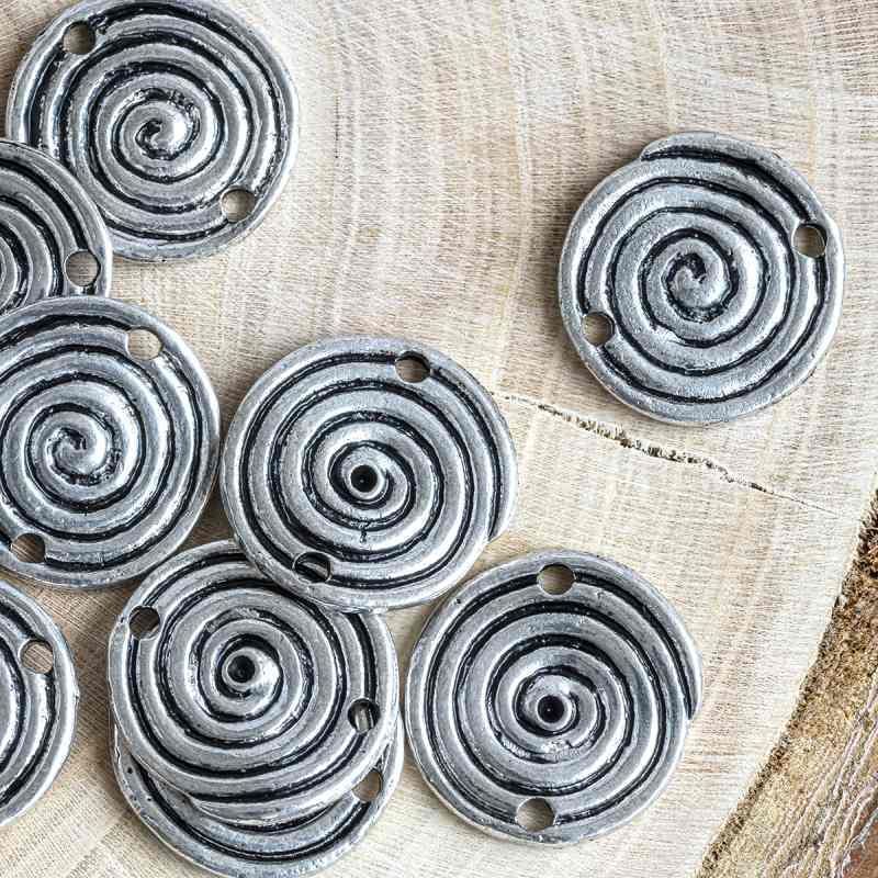 коннектор "спираль", цвет античное серебро, 20x1.5 мм