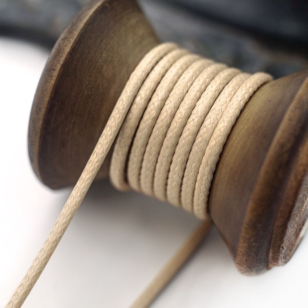 шнур вощеный, цвет светло-бежевый, 2 мм