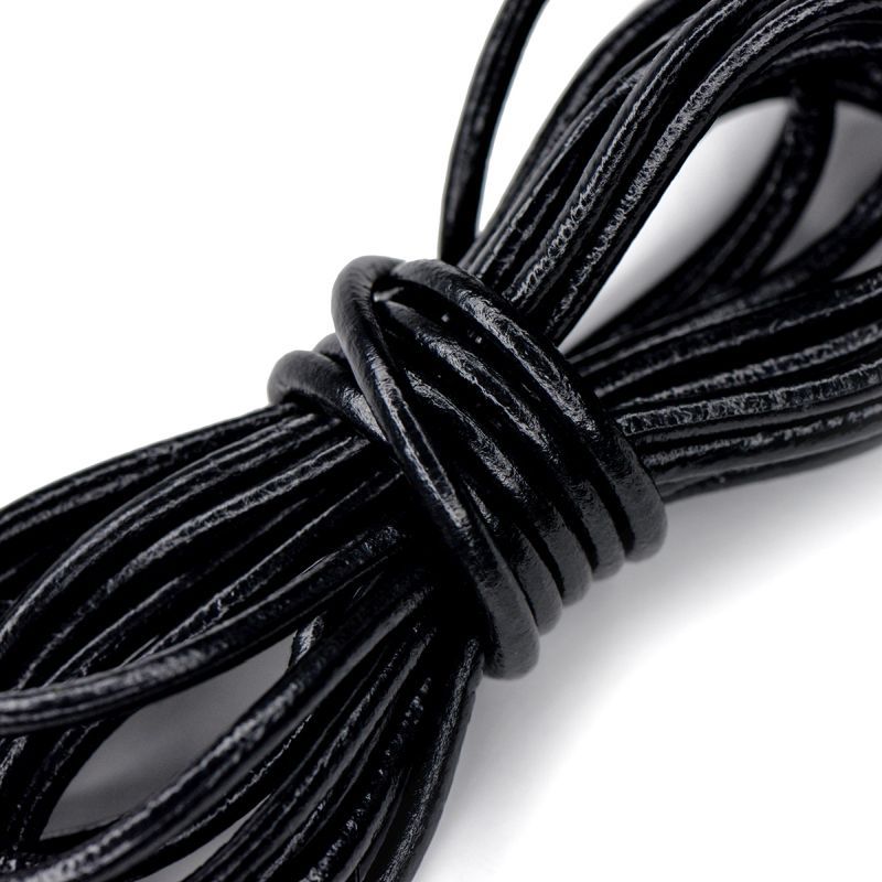шнур кожаный, цвет черный, диаметр 3 мм