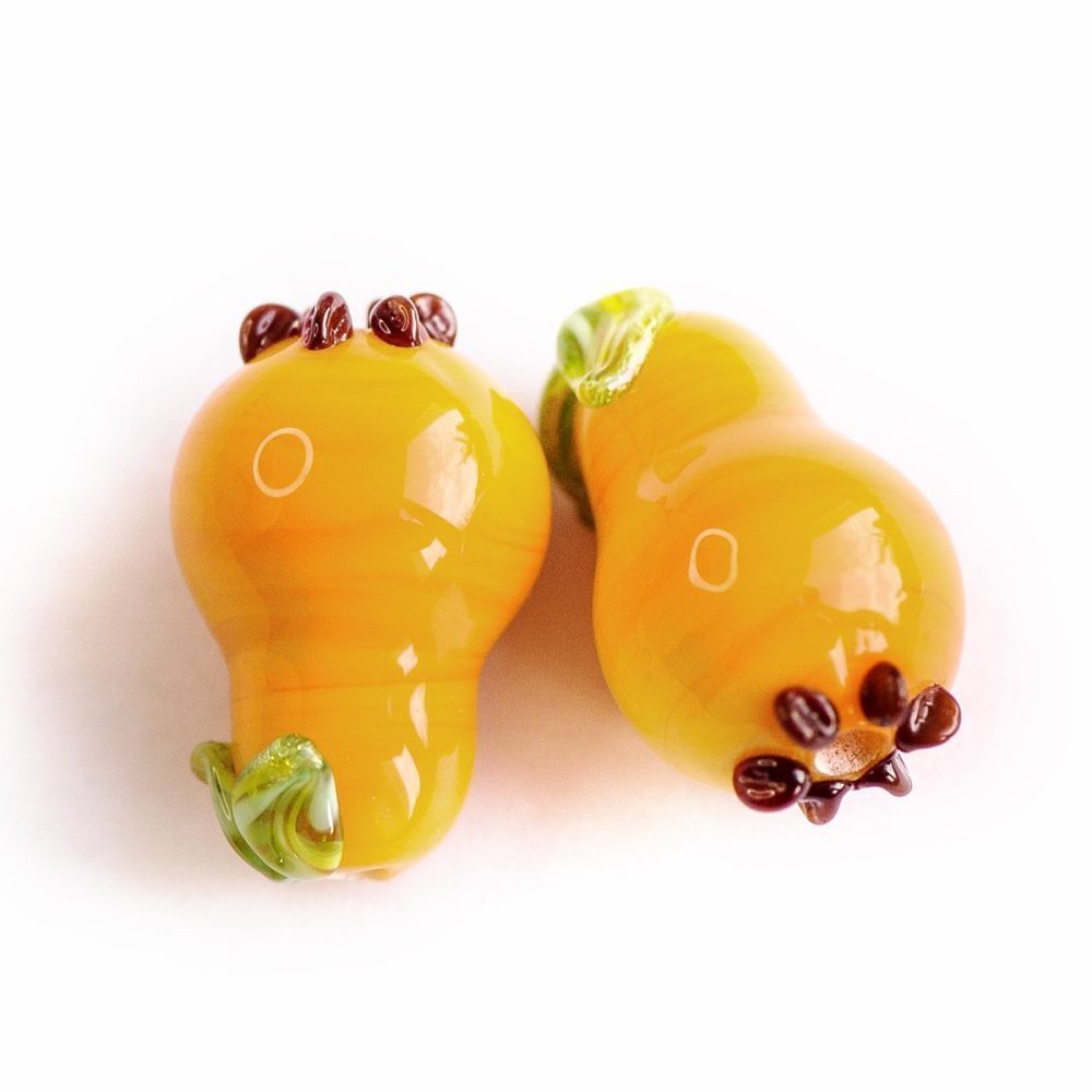 бусина, мурано "груша", желтый, 19х12 мм