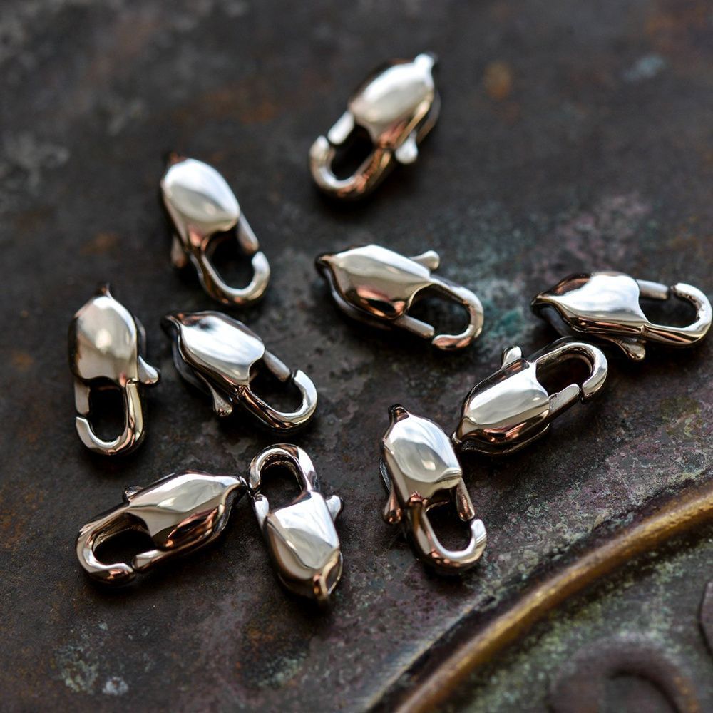 замочек-лобстер прямоугольный, сталь хирургическая, 9x4.5x3 мм