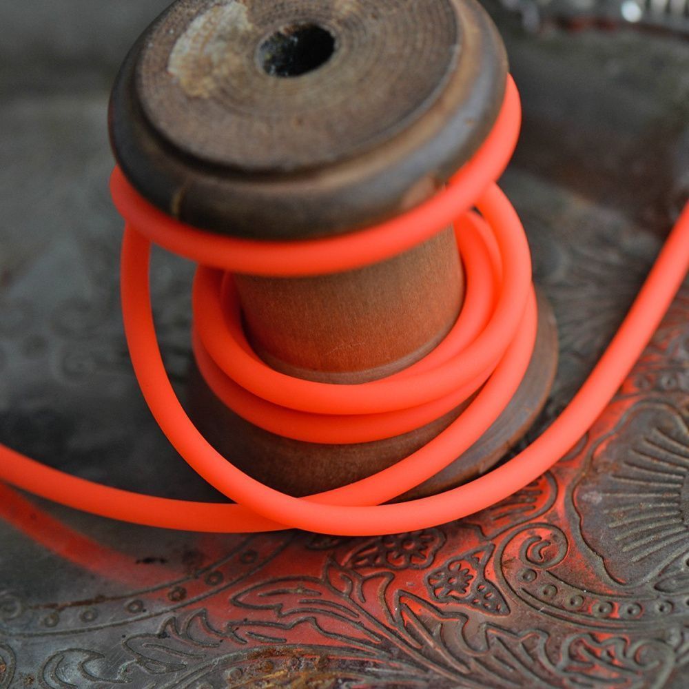 шнур резиновый, с отверстием, цвет оранжевый неон, 3 мм