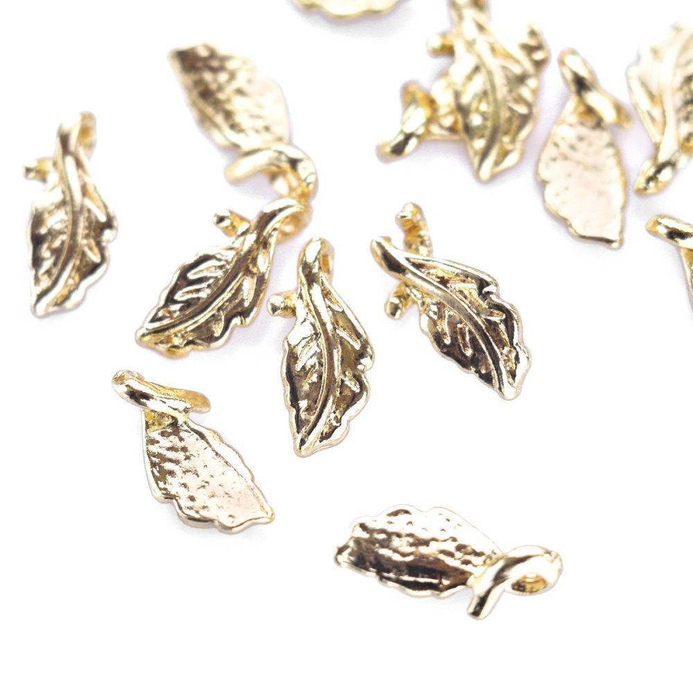 подвеска металл "листочек", позолота, 11x5x1 мм
