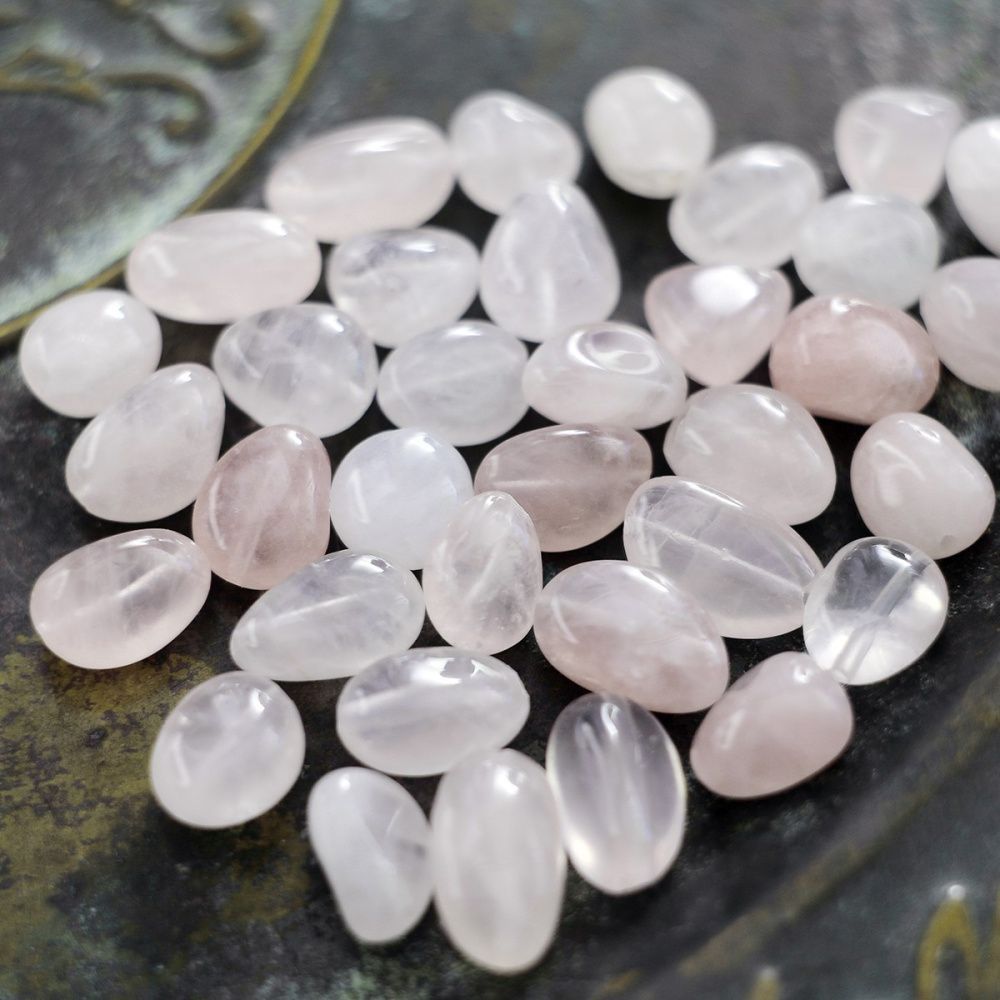 бусина кварц, овал, цвет розовый, размерный микс (уп. 10 г)