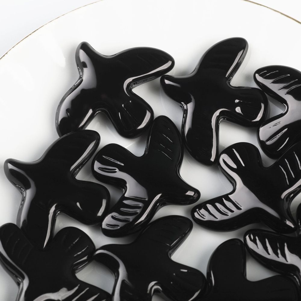 бусина, лэмпворк "голубь", стекло, цвет чёрный, 34x42x9 мм