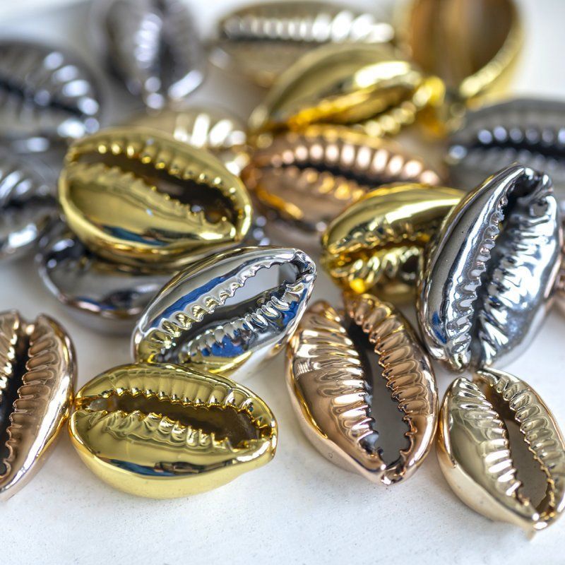 подвеска металлизированная "каури", цветовой микс, размерный микс