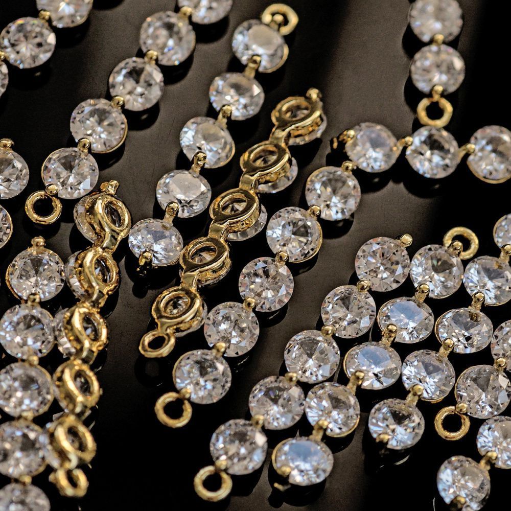 подвеска металл "лайн", позолота/стразы, 25.5x4x3.5 мм