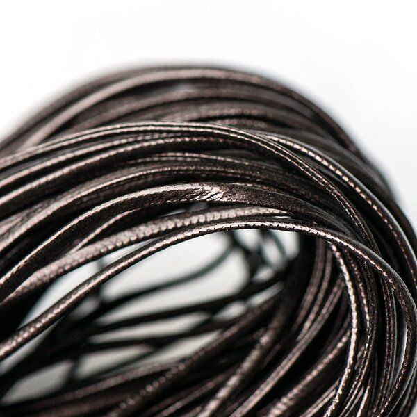 шнур, имитация кожи, плоский, цвет коричневый, 2х1 мм