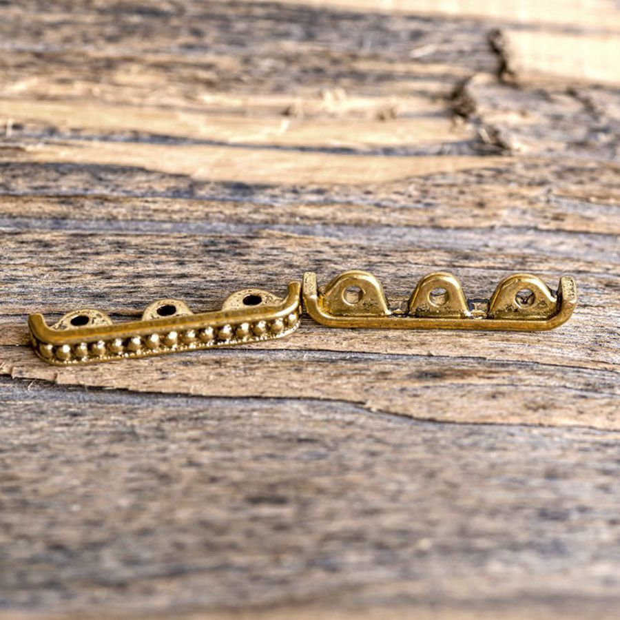разделитель тройной "планка", цвет античное золото, 24x4x6 мм