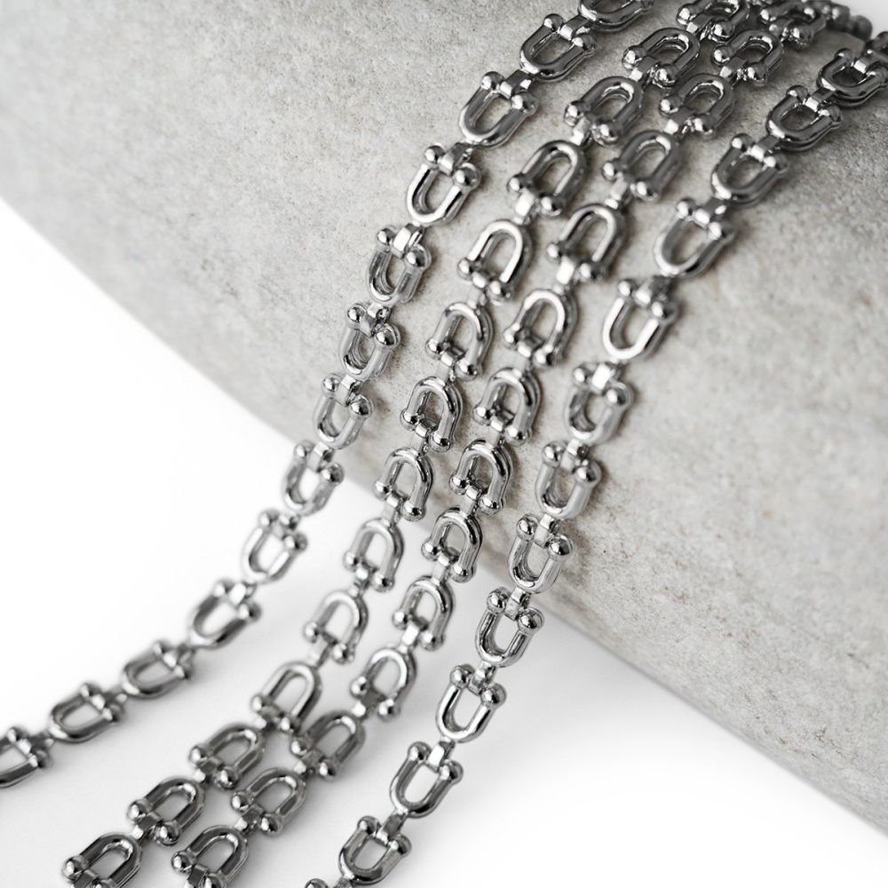 цепочка "стремя", цвет платина, звено 9.5x5x2 мм