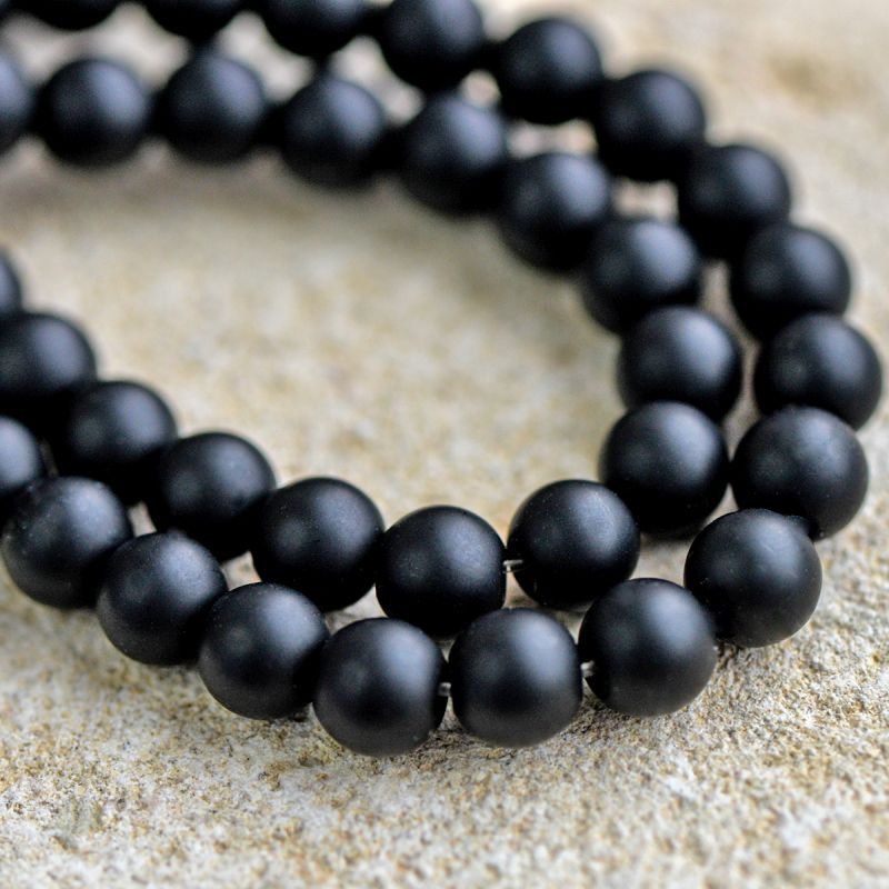 бусина, стекло 6, матовая, цвет черный, 6 мм