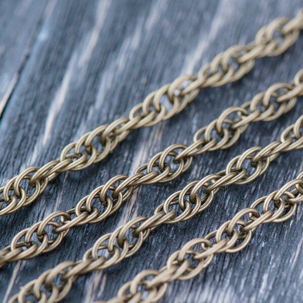 цепочка "кренделек", цвет античная бронза, звено 1.2x6.2 мм