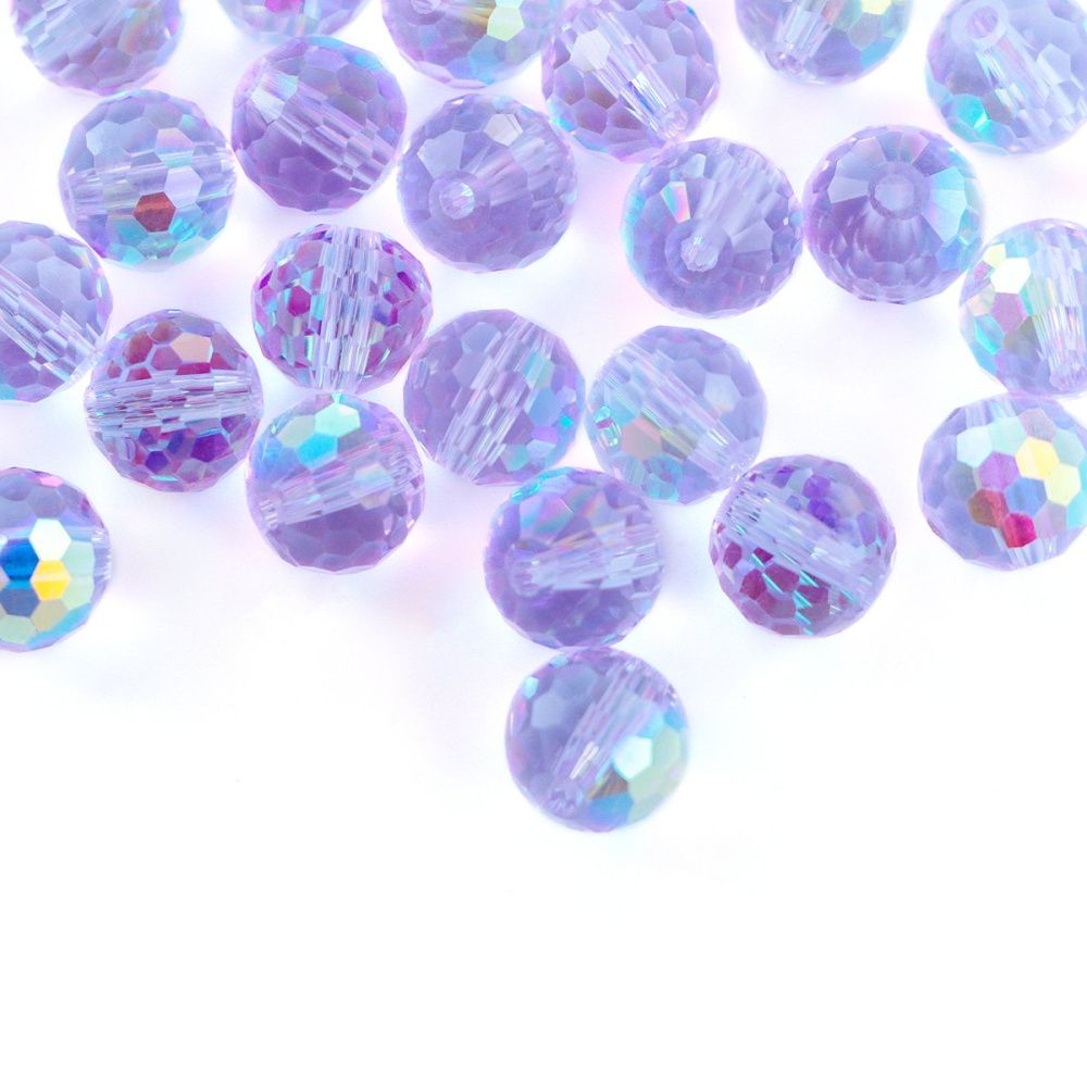 бусина, стекло 8, граненая, цвет лиловый ав, 8 мм