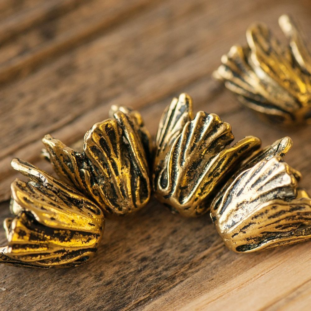 шапочка для бусин "тюльпан", цвет античное золото,  16x18x18 мм