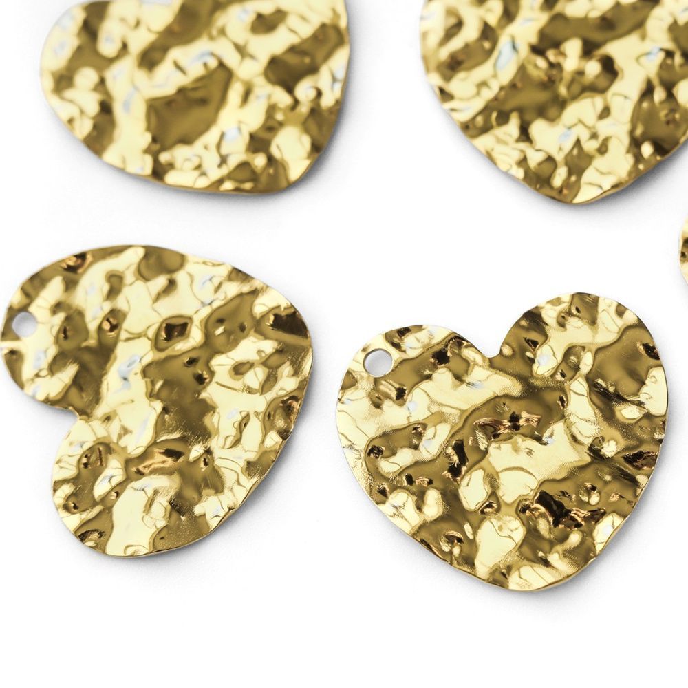 подвеска сталь "мятое сердце", позолота, 29x31x2 мм