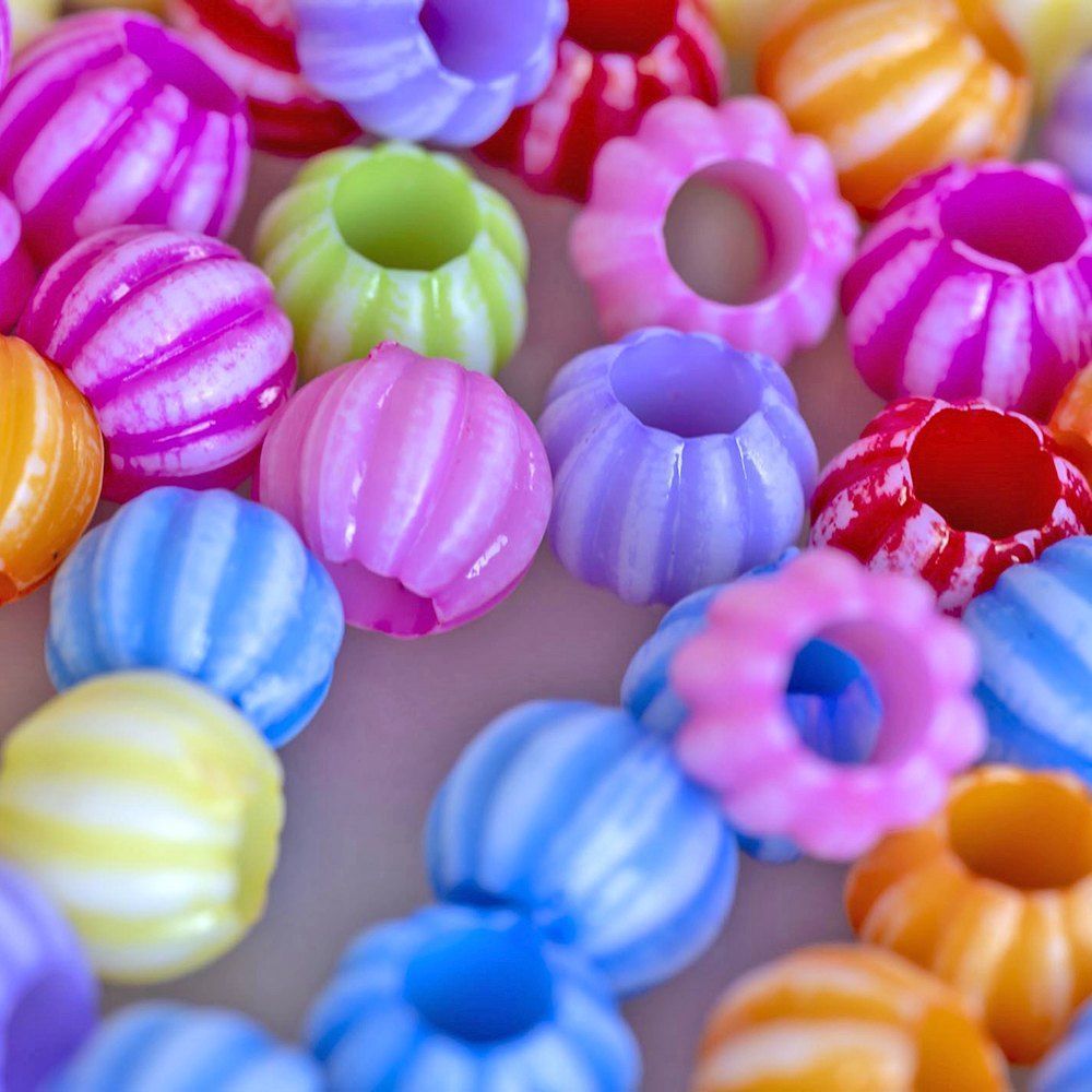 бусина, акрил "тыковка", цветовой микс, 10х8 мм