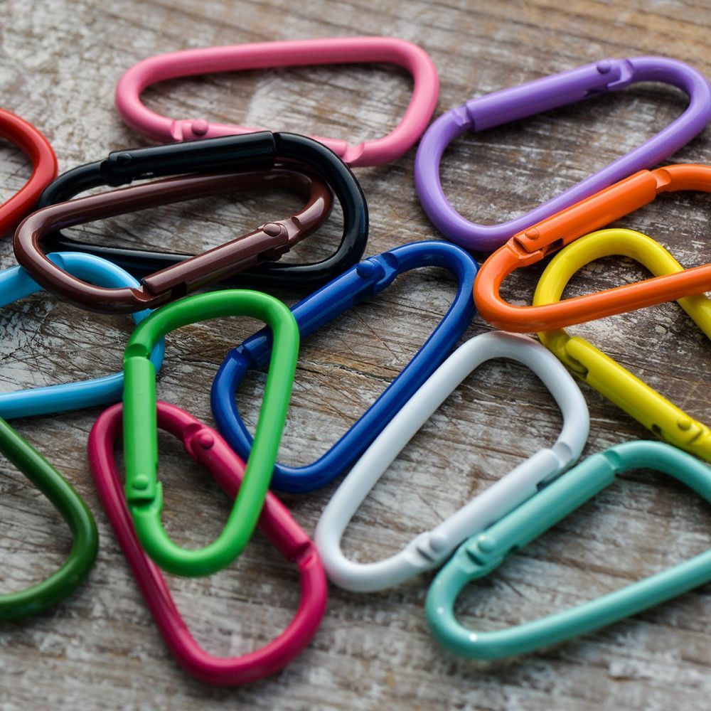 замочек-карабин "рейнбоу", цветовой микс, 38.5x16 мм