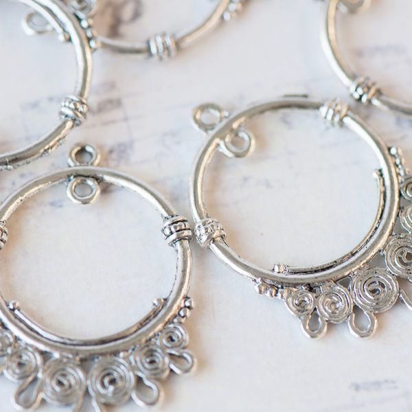 коннектор "твист", цвет античное серебро, 35.5х24х3 мм