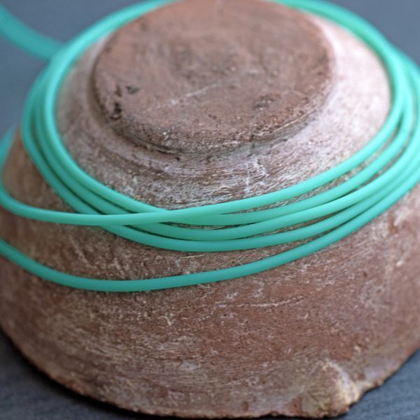 шнур резиновый, с отверстием, цвет бирюзовый неон, 2 мм