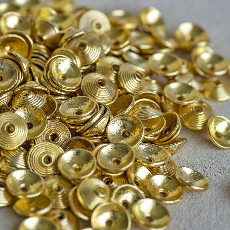 шапочка для бусин "диск", цвет золото, 10х3 мм