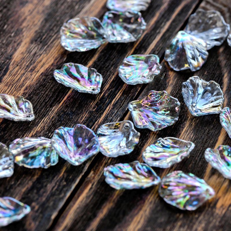 подвеска акриловая "лепесток", цвет серый ав, 19x17x4-5 мм