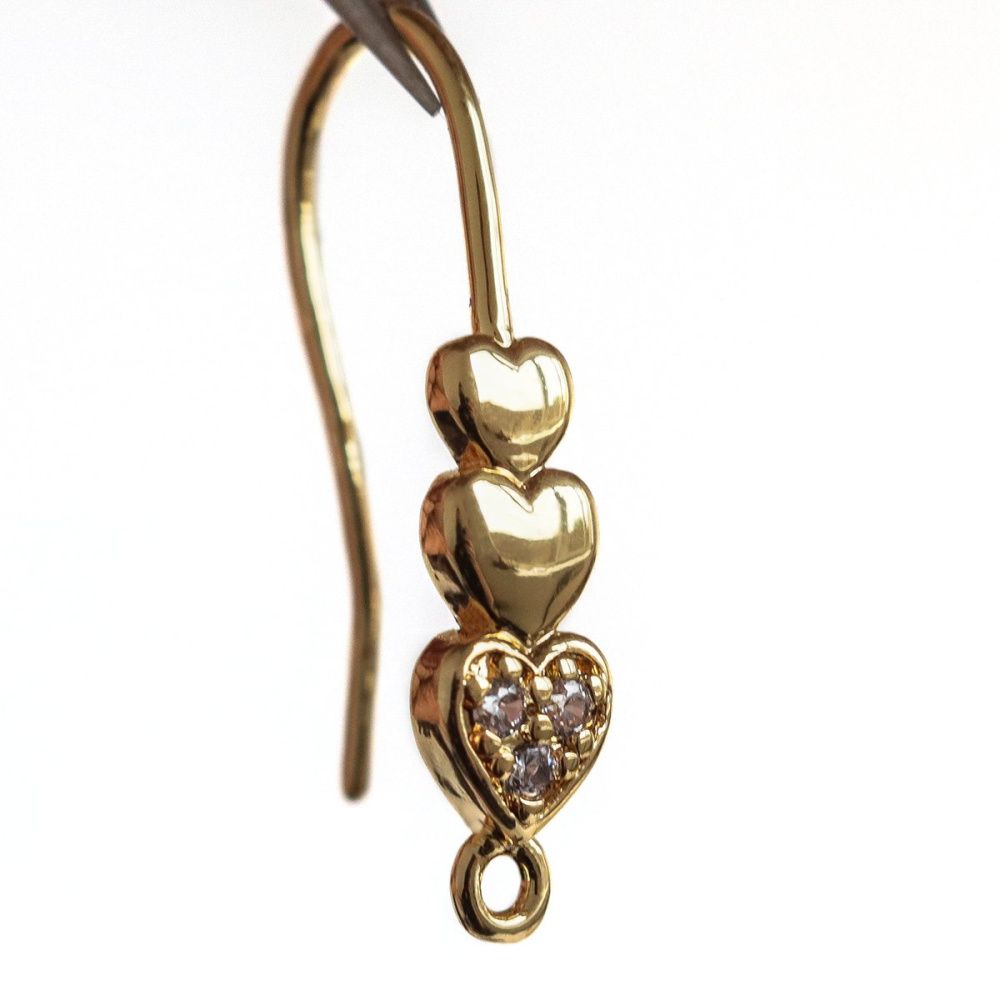 швензы "харти", с цирконием, цвет золото, 29x14x5 мм