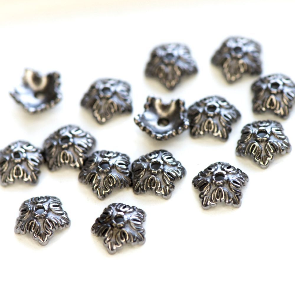 шапочка для бусин "барокко", цвет черный, 10x4 мм