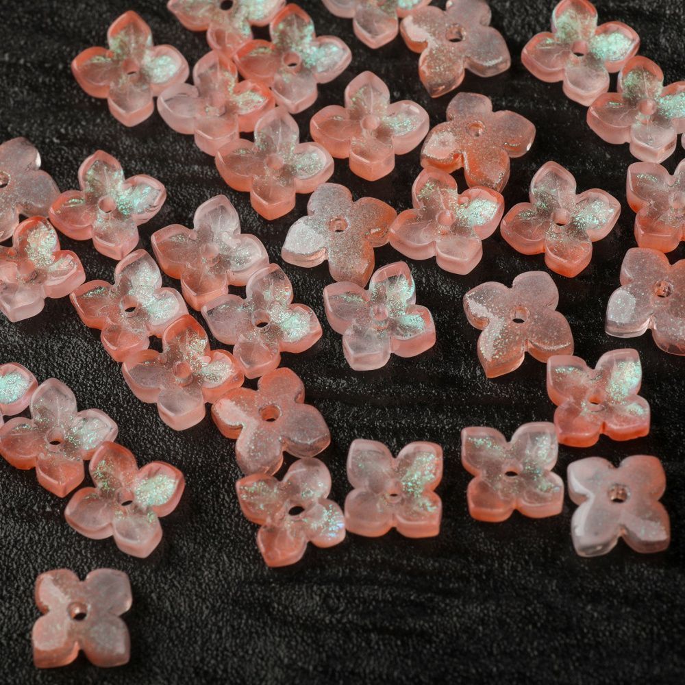 бусина "вероника", стекло, цвет персиковый, 10x10x3.5 мм