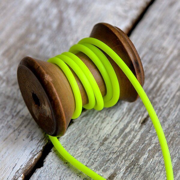 шнур резиновый, с отверстием, цвет желтый неон, 3 мм