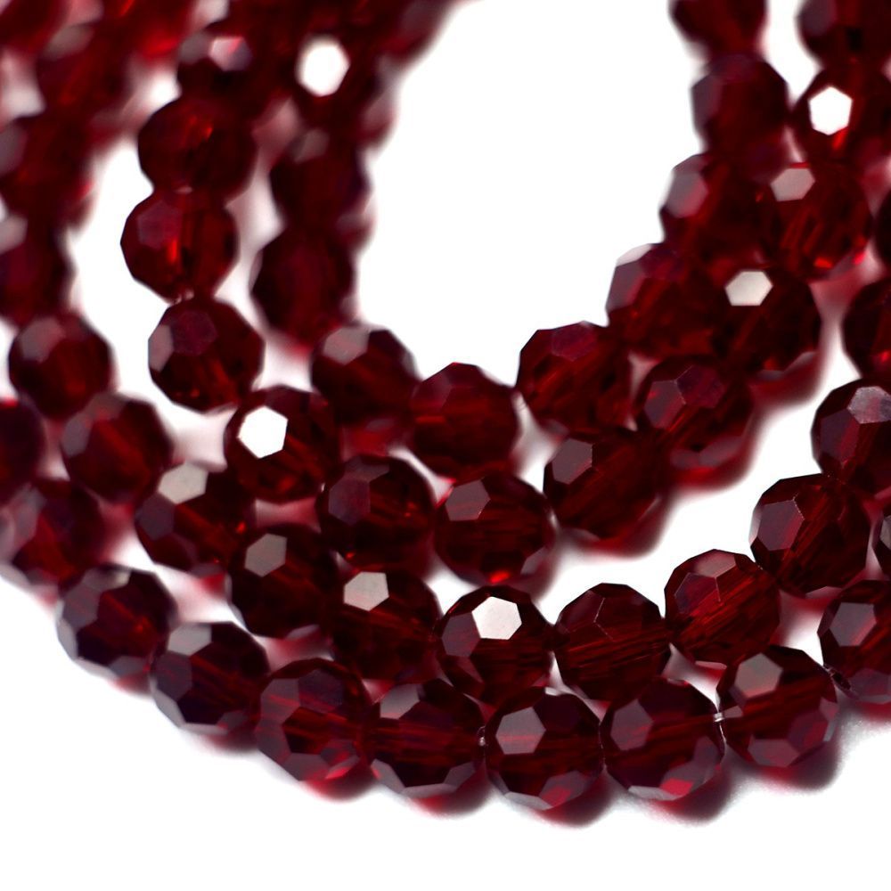 бусина, стекло 6, граненая, цвет бордовый, 6 мм