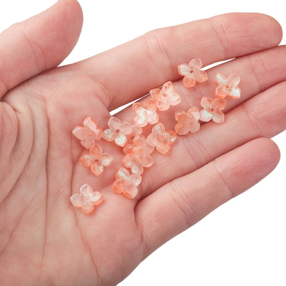 бусина "вероника", стекло, цвет персиковый, 10x10x3.5 мм