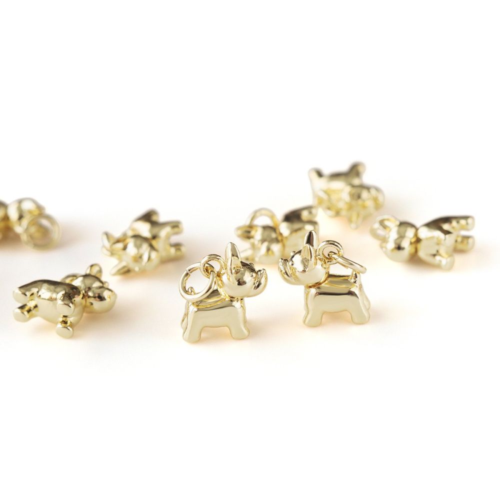 подвеска металл "бульдог", позолота, 10.5x5.5x10 мм