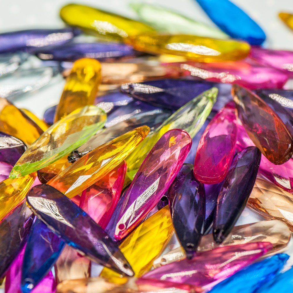 подвеска акриловая "грани", цветовой микс, 35x9.5x5.5 мм