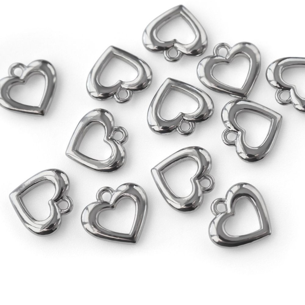 подвеска металл "сердце", цвет платина, 11x11.5x2 мм