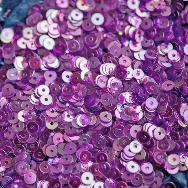 пайетки плоские, фиолетовый перламутр радужный, 4 мм 