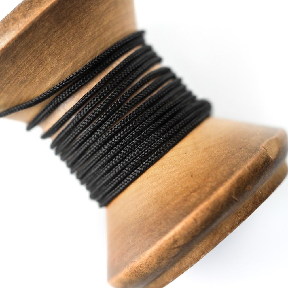 шнур, полиэстер, цвет черный, 1 мм  