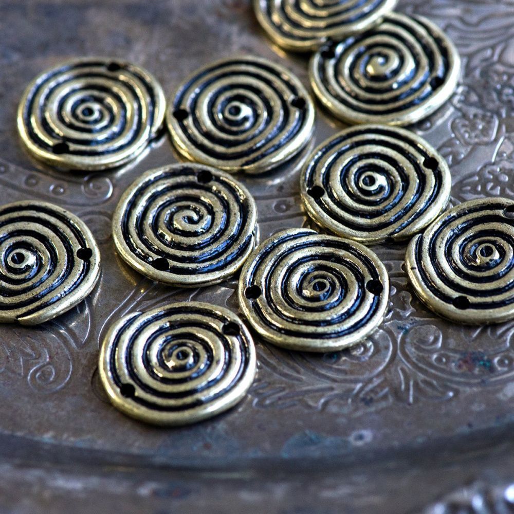 коннектор "спираль", цвет античная бронза, 20x1.5 мм
