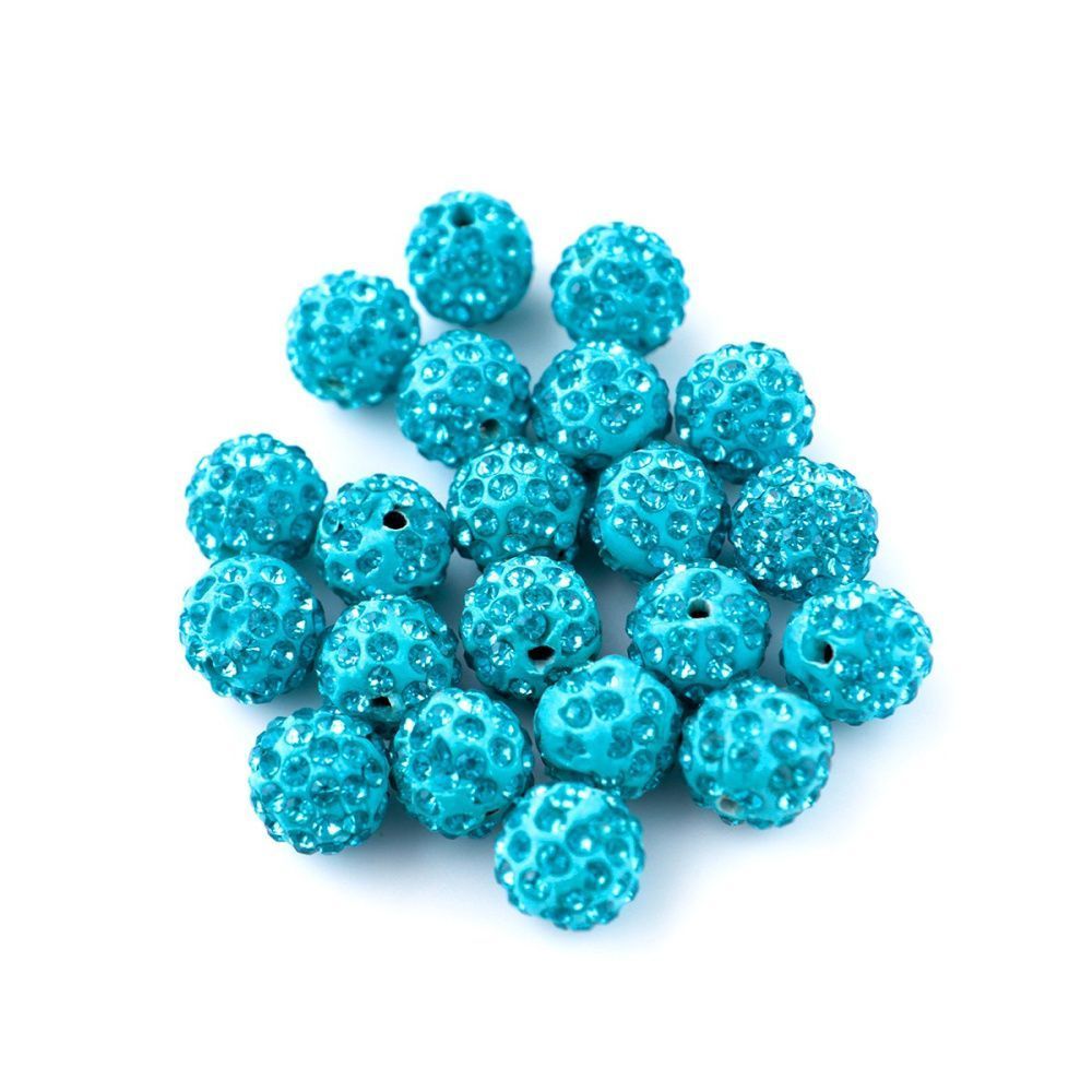 бусина "шамбала" 12, цвет аквамарин, 12 мм