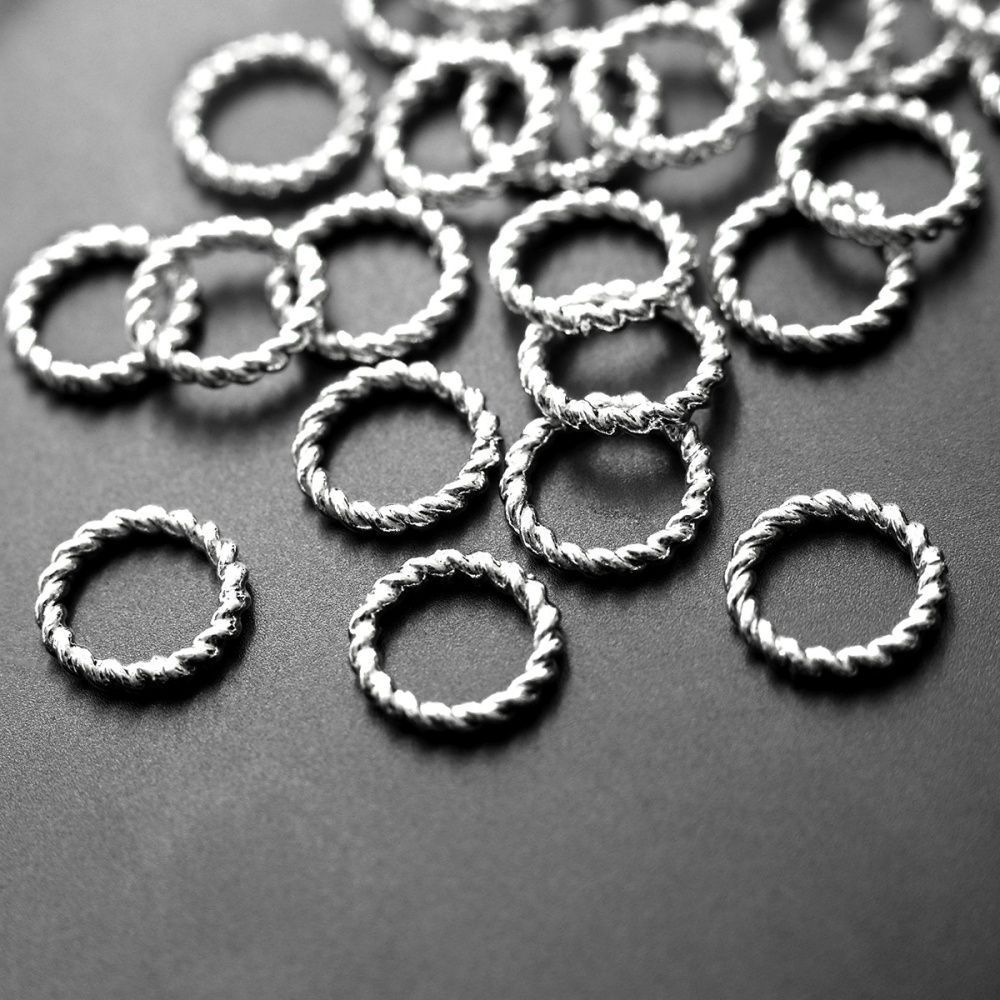 колечко соединительное витое, цвет серебро, 8x1 мм