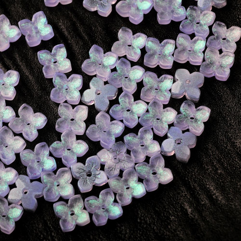 бусина "вероника", стекло, цвет св.сиреневый, 10x10x3.5 мм