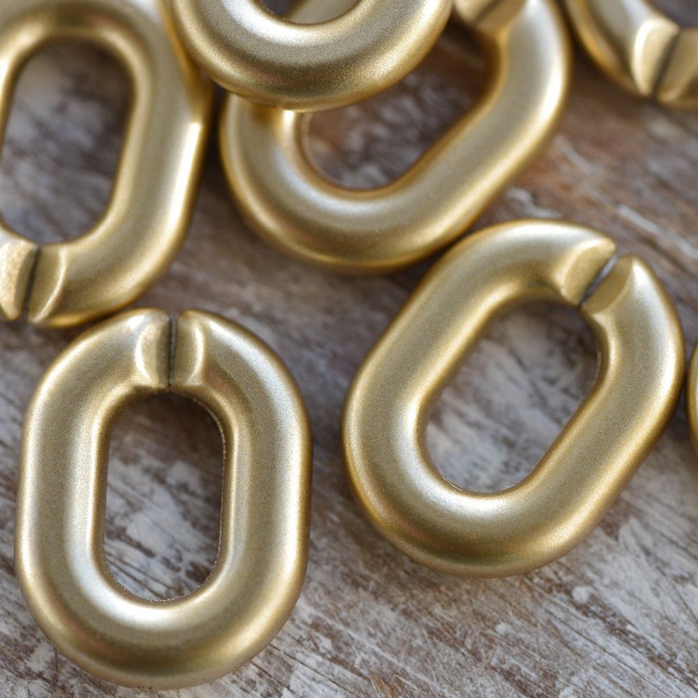 подвеска акриловая "звено №2", цвет матовое золото, 24x18x5 мм