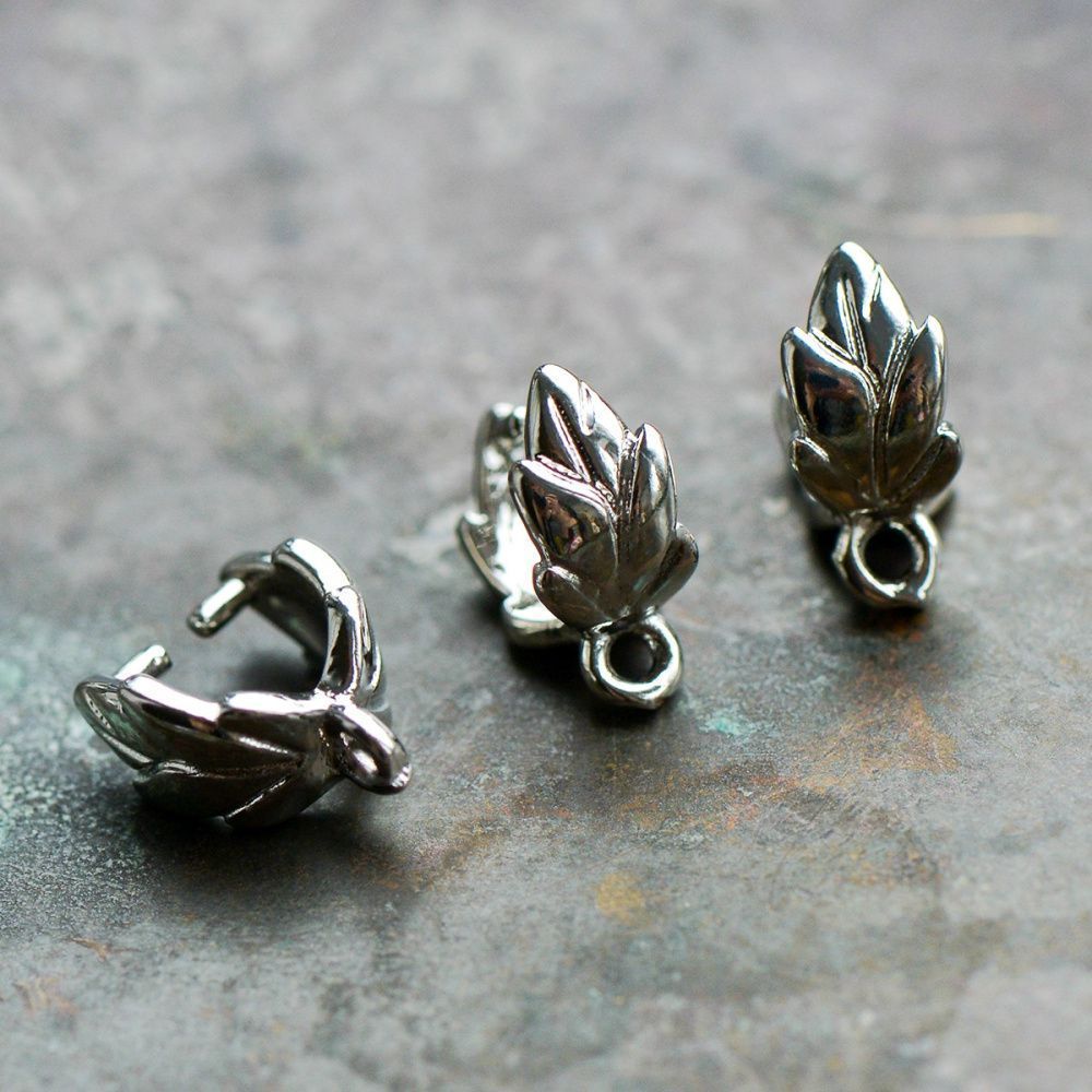 бейл "листок", цвет платина, 9x7x4.5 мм