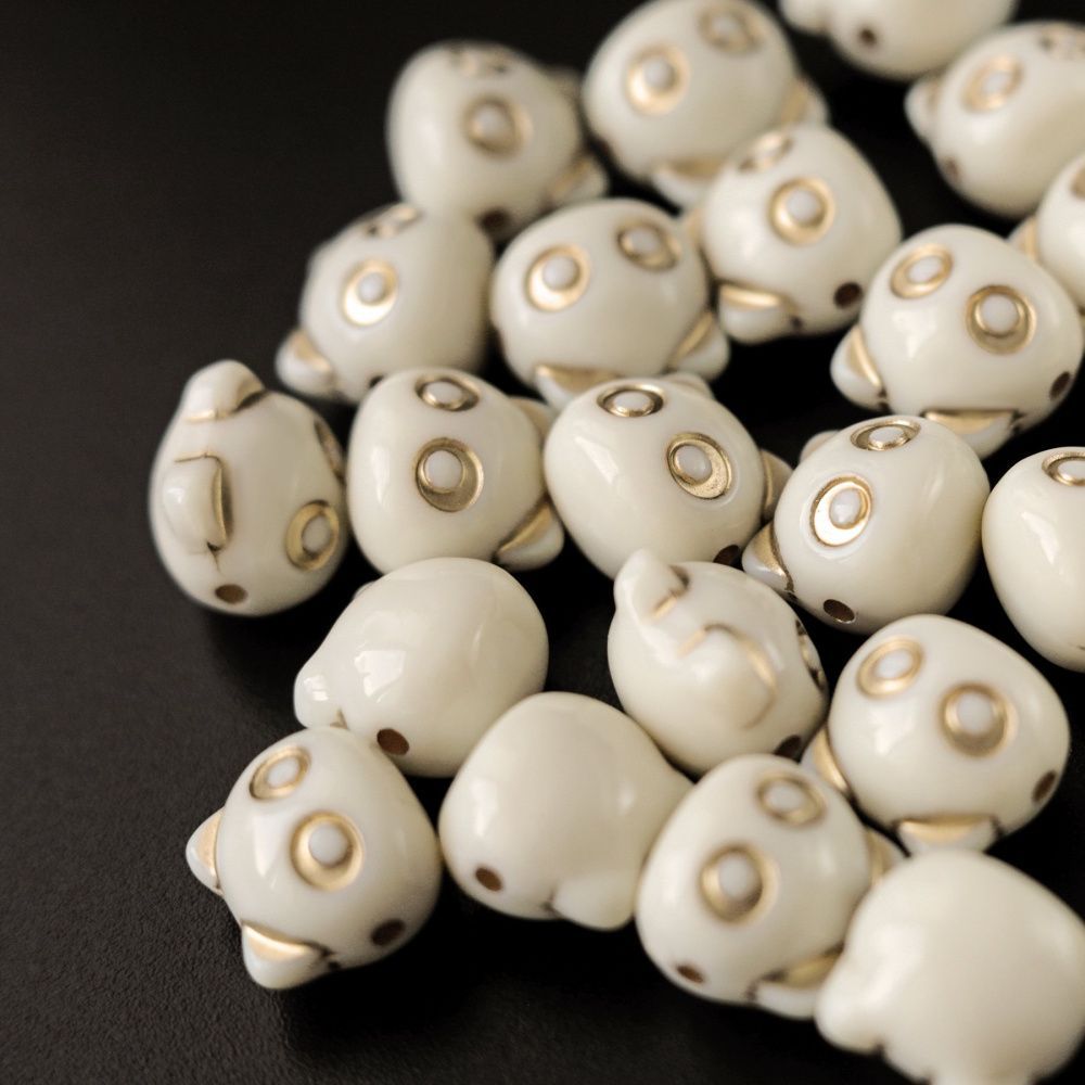 бусина, акрил "котик-антик", цвет айвори, 12.5x13x11 мм