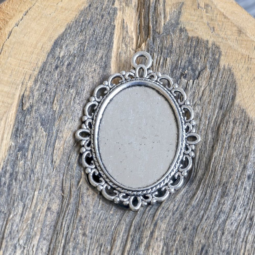 сеттинг овальный "ажур", цвет античное серебро, 39х29х2 мм