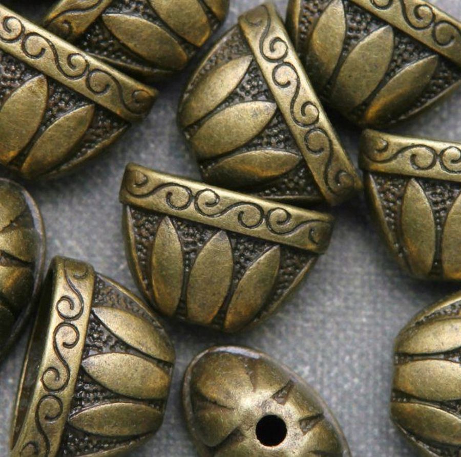 колпачок для бусин "росинка", цвет античная бронза, 14x2x12 мм