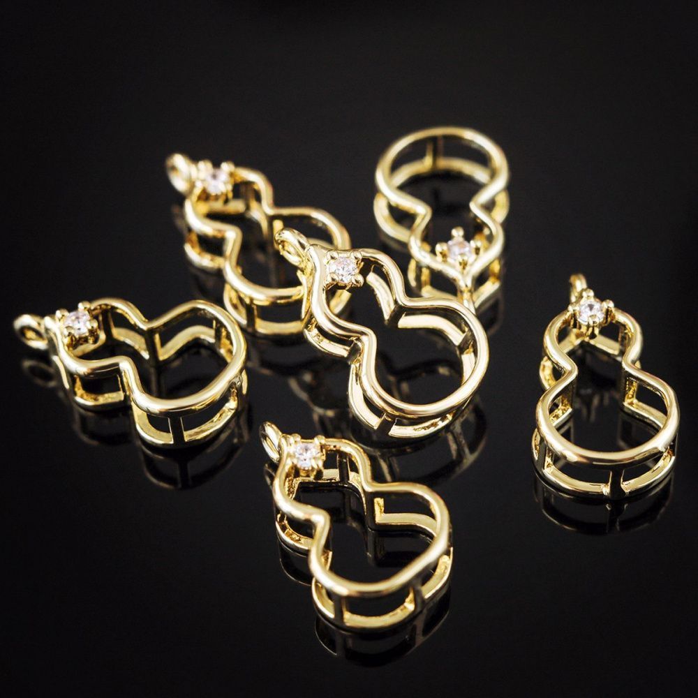 подвеска металл "матрешка", позолота/циркон, 17x9x5.5 мм