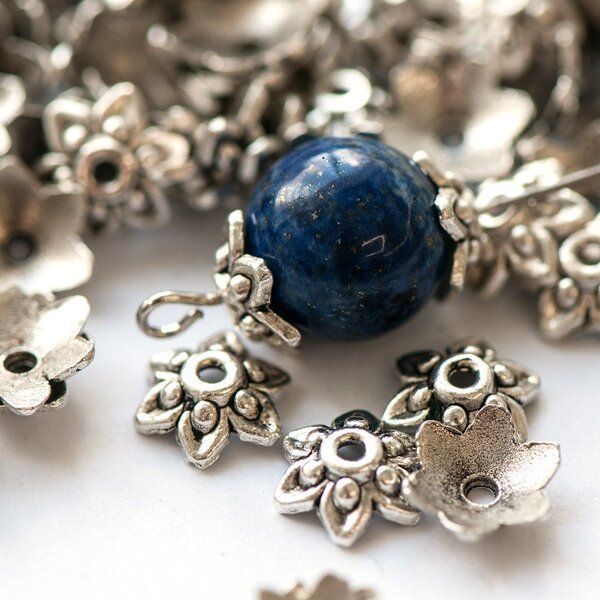 шапочка для бусин "гиацинт", цвет античное серебро, 10х3 мм