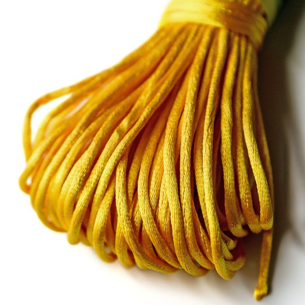 шнур атласный, цвет желтый темный, 2 мм, уп 20 м
