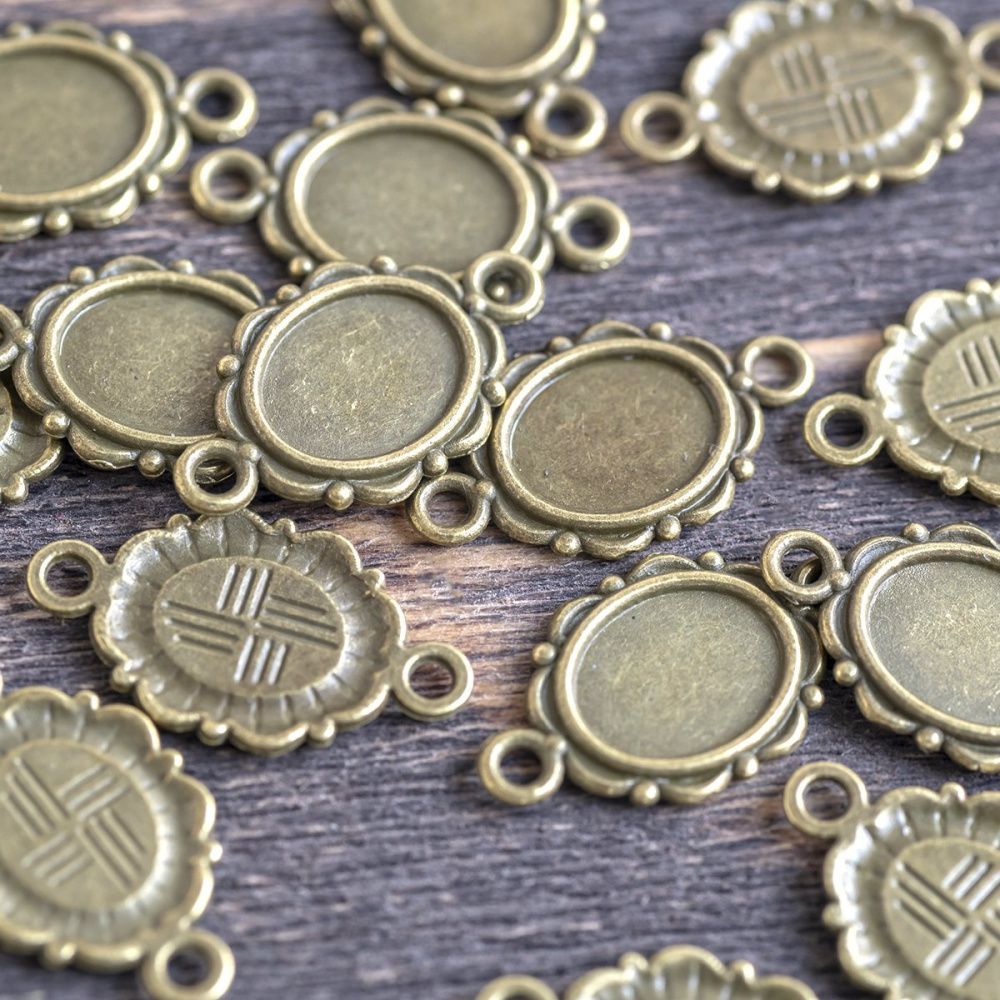 коннектор-сеттинг "флакс", цвет античная бронза, 21x12x2 мм