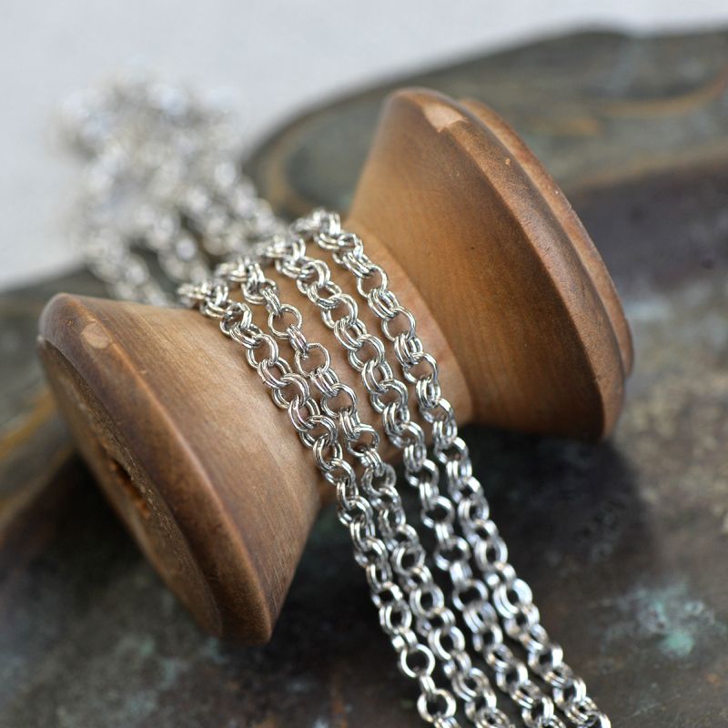 цепочка "дабл-ролл", цвет платина, звено 3.6x0.5 мм